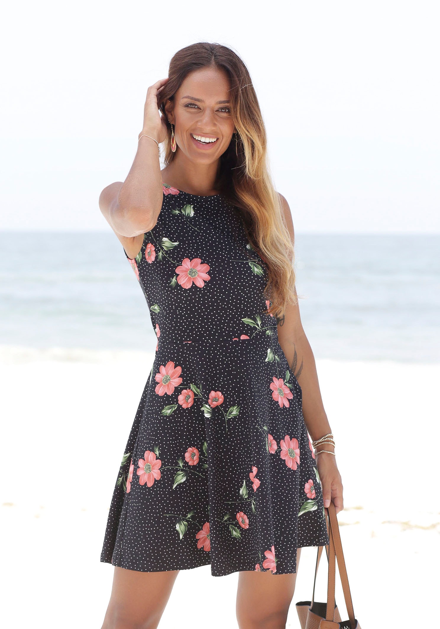 Beachtime Jerseykleid, mit LASCANA Lingerie online Bademode, Blätterdruck Unterwäsche » | kaufen 