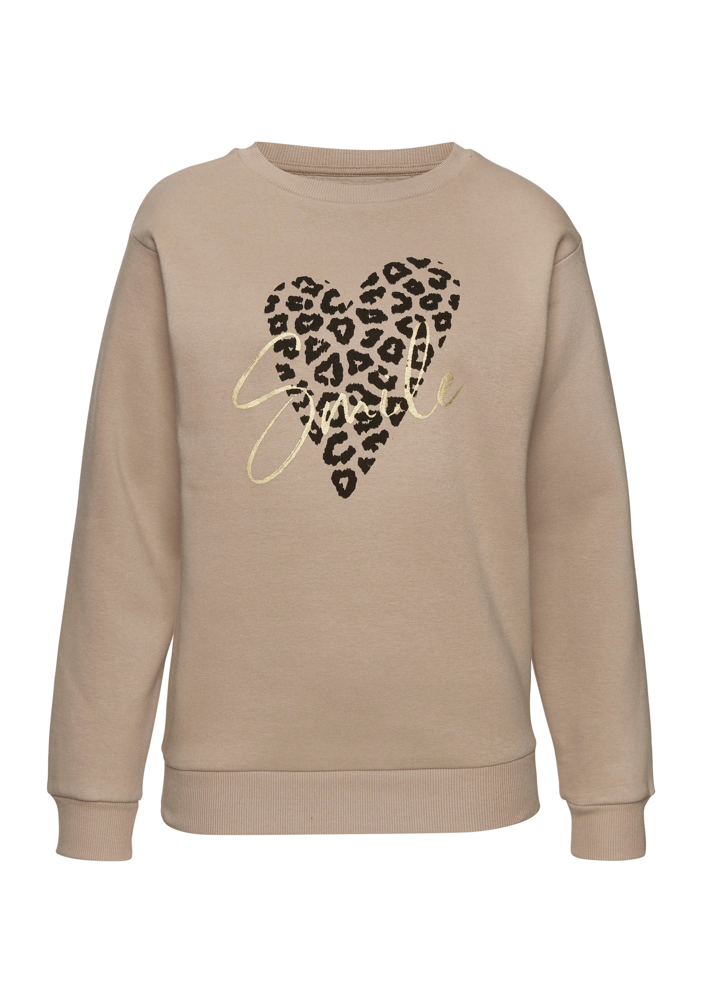 LASCANA Sweatshirt »/Loungeshirt«, mit Herz-Leo-Druck