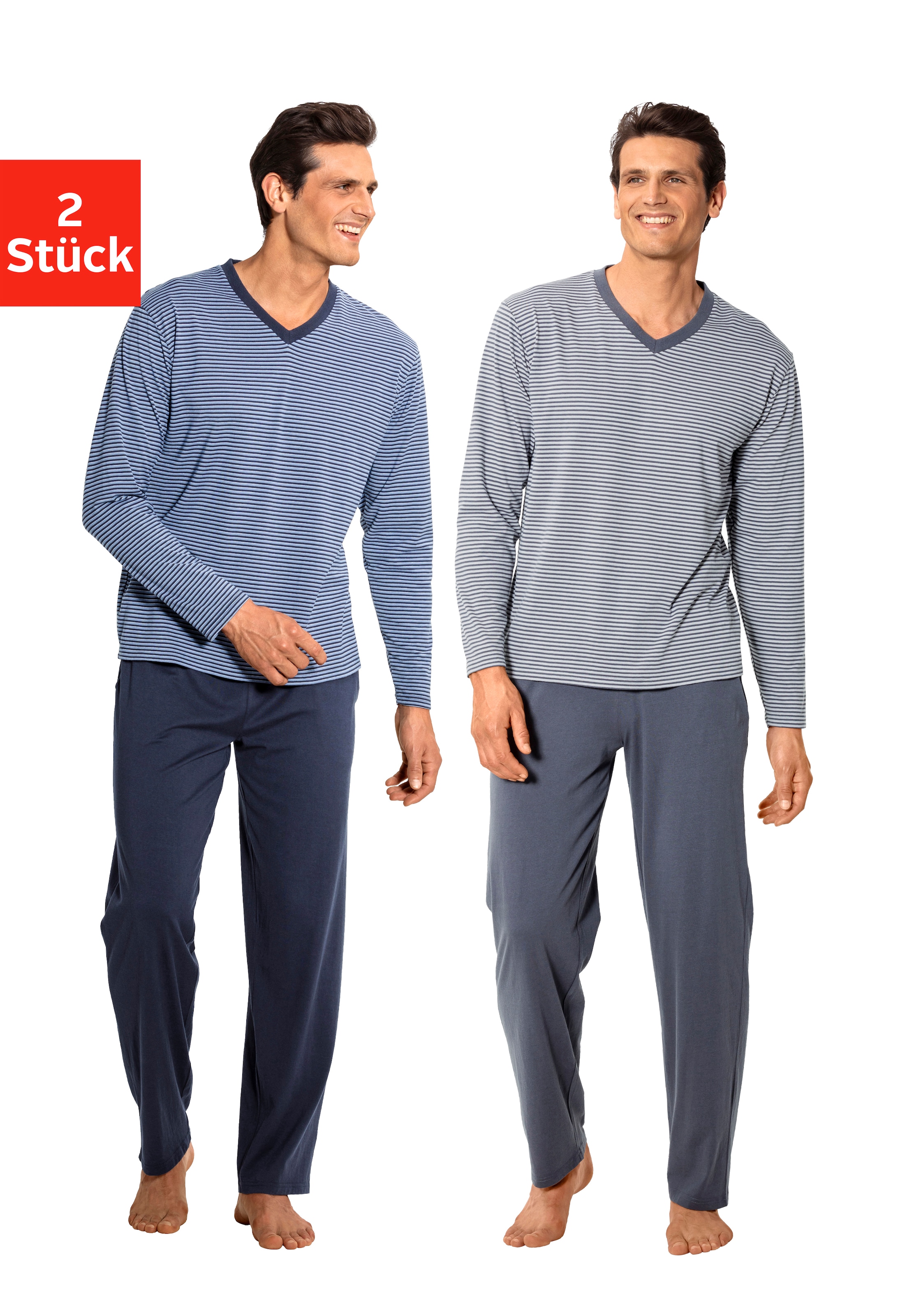 le jogger® Pyjama, (Packung, 4 tlg., 2 Stück), mit kontrastfarbigen  Einsätzen vorn » LASCANA | Bademode, Unterwäsche & Lingerie online kaufen