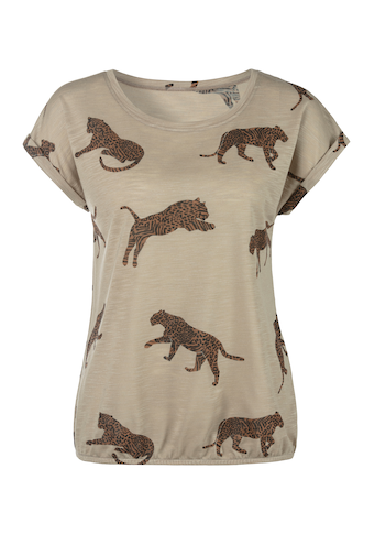 LASCANA Kurzarmshirt, mit Leoparden-Motiv, Damen T-Shirt, lockere Passform, casual-chic