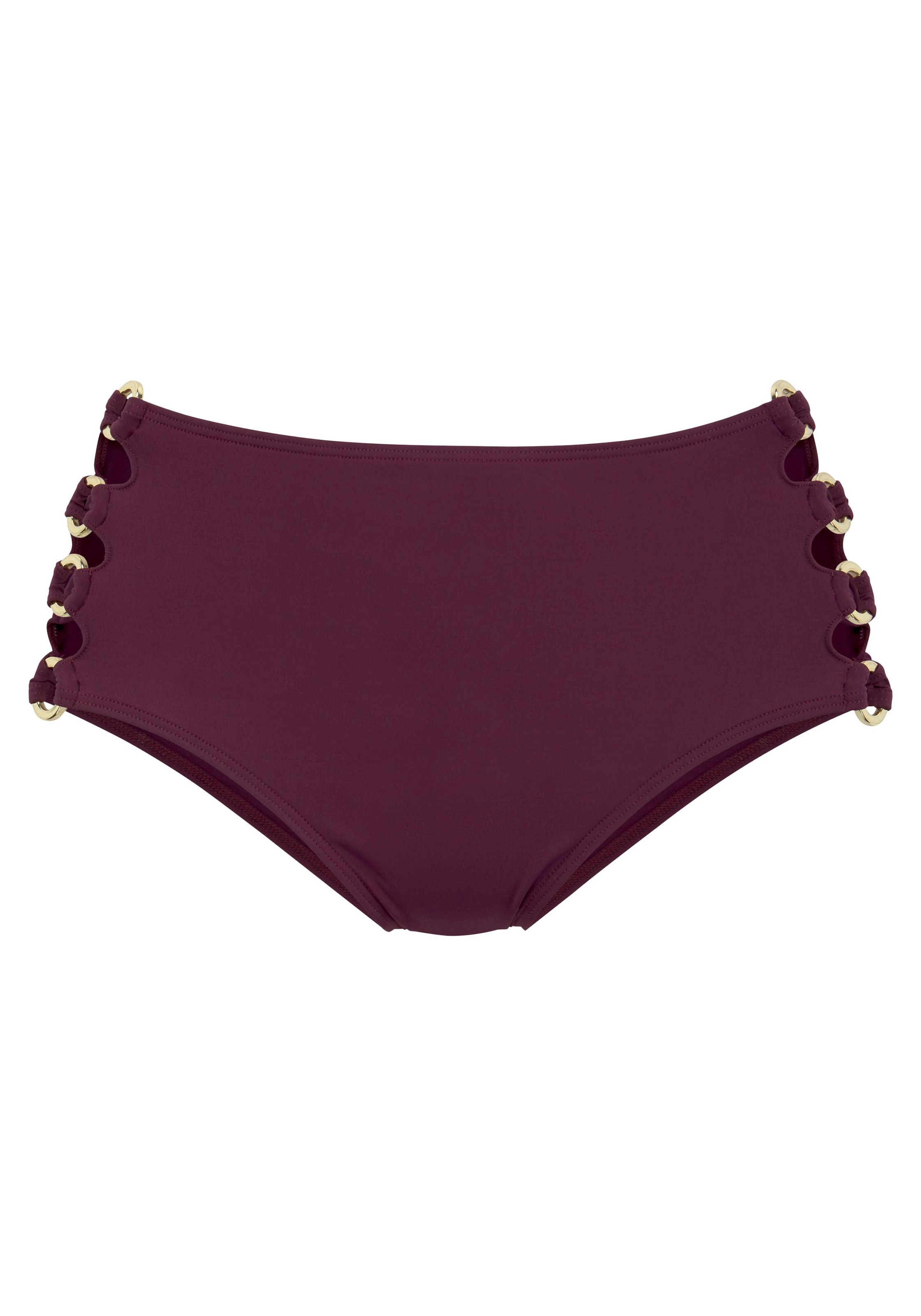 LASCANA Highwaist-Bikini-Hose »Italy«, Goldfarbene Zierringe