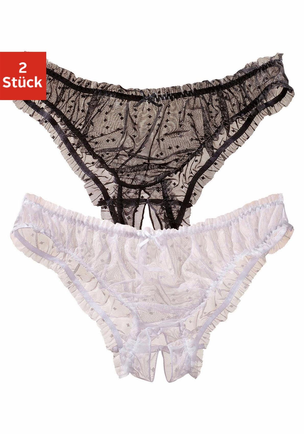 Pünktchenmuster & kaufen und St.), Bademode, petite Slip-Ouvert, fleur Lingerie » gold LASCANA Rüschensaum Unterwäsche online | (2 mit