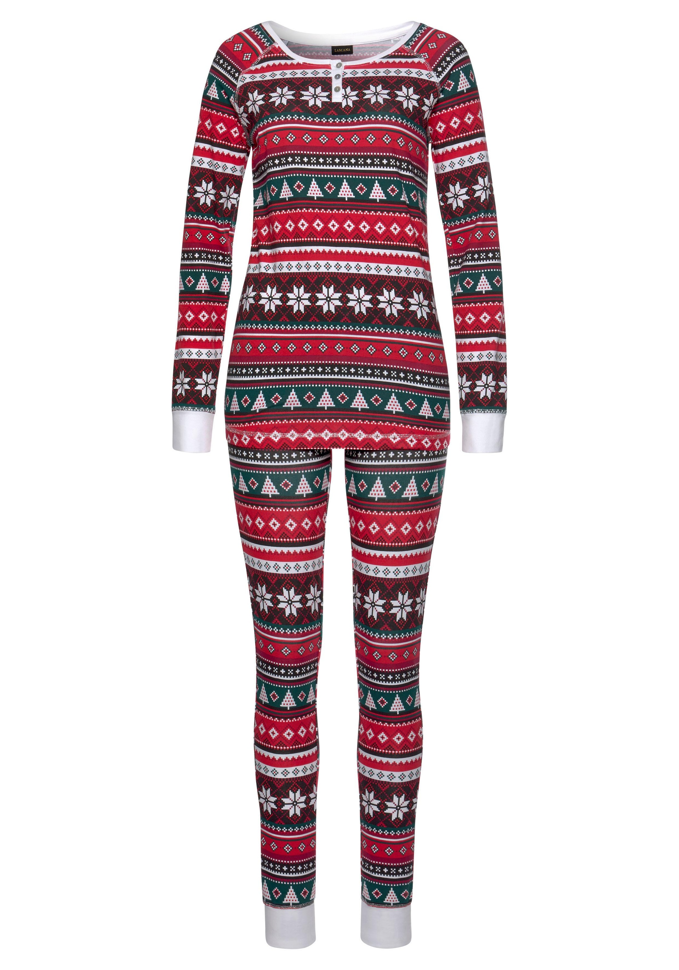 » Lingerie | Bademode, & 1 Pyjama, mit kaufen (2 Unterwäsche tlg., online weihnachtlichem LASCANA LASCANA Stück), Muster