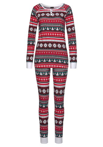 LASCANA Pyjama, (2 tlg., 1 Stück), mit weihnachtlichem Muster