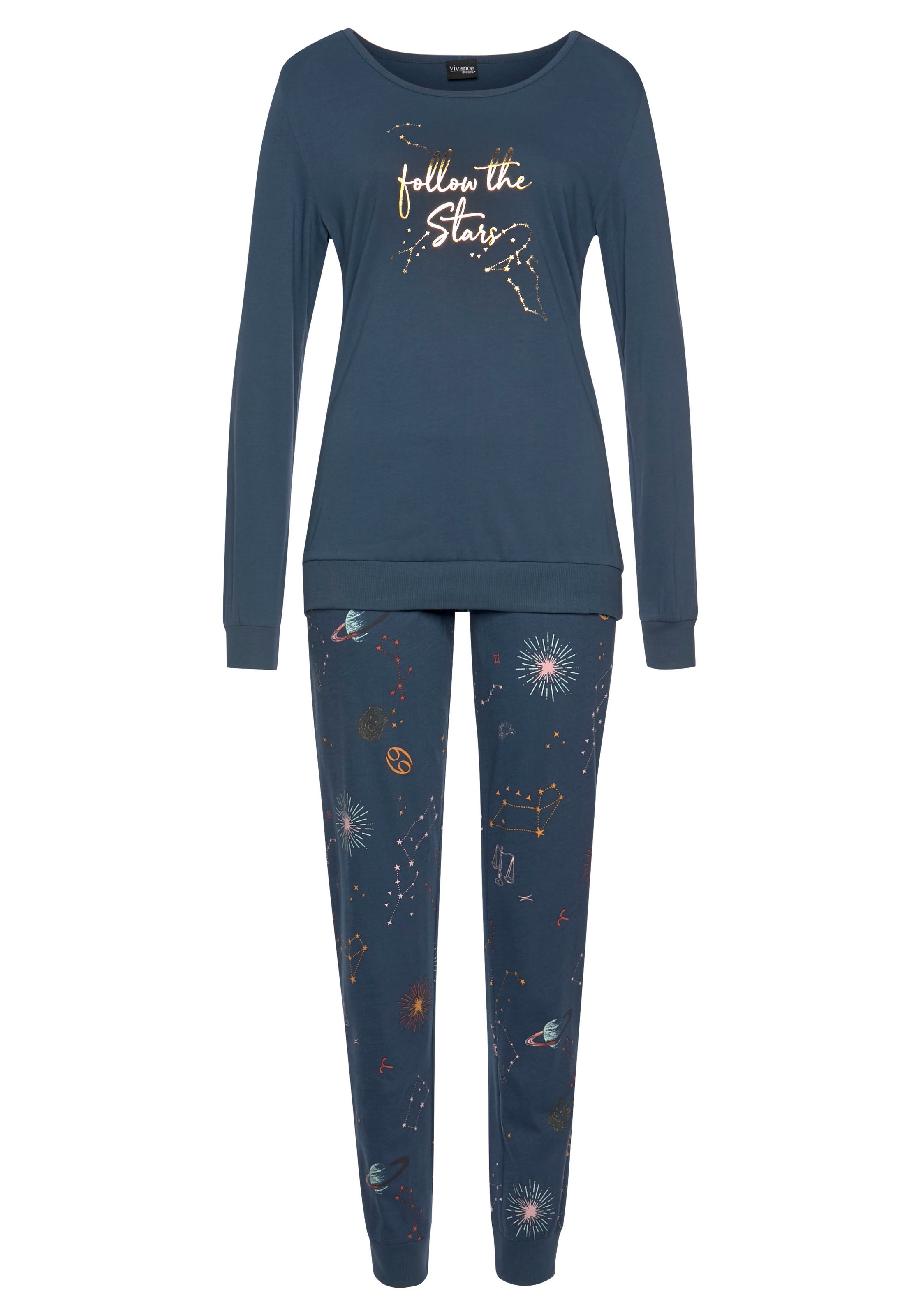 Vivance Dreams Pyjama, (2 tlg.), mit Galaxy-Print