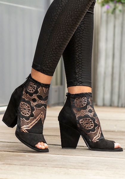 LASCANA Stiefelette, mit elastischer Spitze, modischer Blockabsatz,  Sandalette, Ankle Boots » LASCANA | Bademode, Unterwäsche & Lingerie online  kaufen