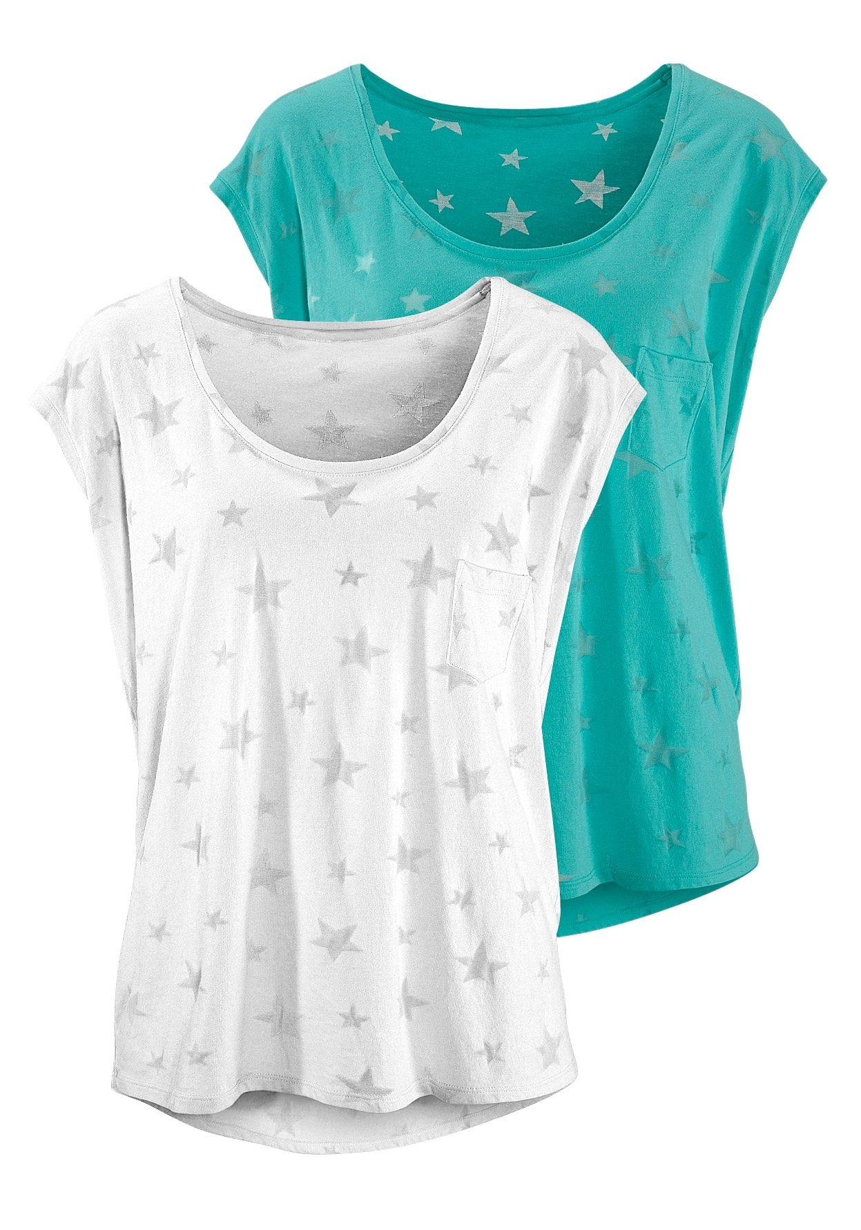 Beachtime T-Shirt, (2er-Pack), Ausbrenner-Qualität kaufen » transparenten & leicht Bademode, LASCANA | Sternen Lingerie Unterwäsche mit online