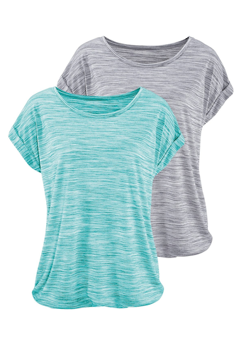 Beachtime T-Shirt, (2 tlg., 2er-Pack), mit farbigem Struktureffekt