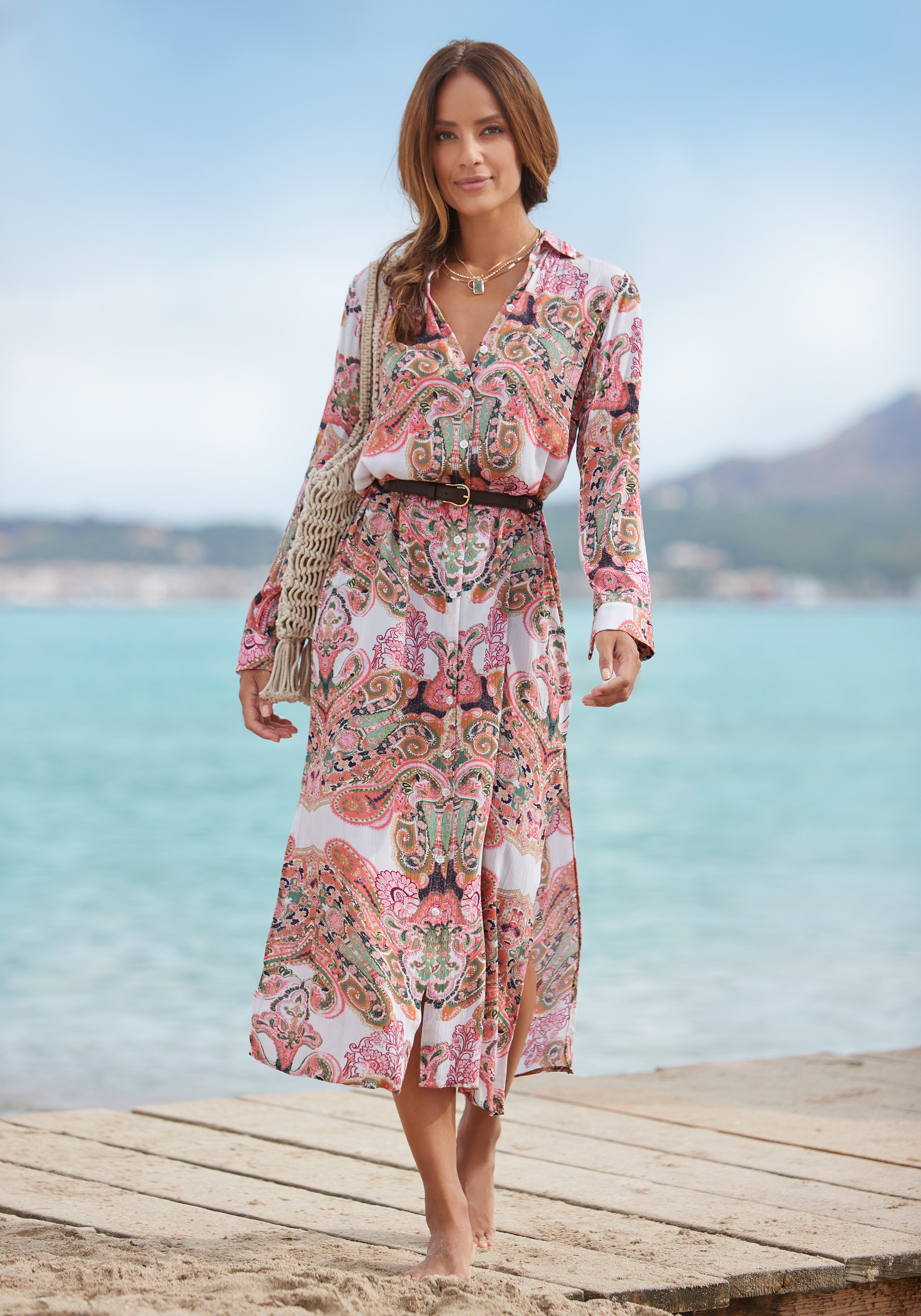 Lingerie LASCANA kaufen & aus Bademode, online Hemdblusenkleid, gekreppter » Viskose | Unterwäsche LASCANA