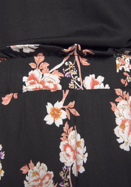 LASCANA Jerseykleid, mit Paperbag-Bund und bedrucktem Rock, kurzärmliges Sommerkleid