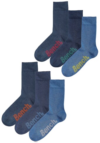 Bench. Socken, (Box, 6 Paar), mit verschiedenfarbigen Logos