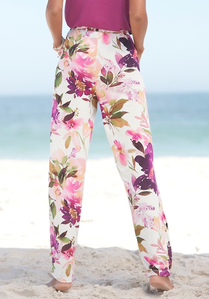 Beachtime Jerseyhose, mit Blumendruck und elastischem Bund, Sommerhose, Strandhose