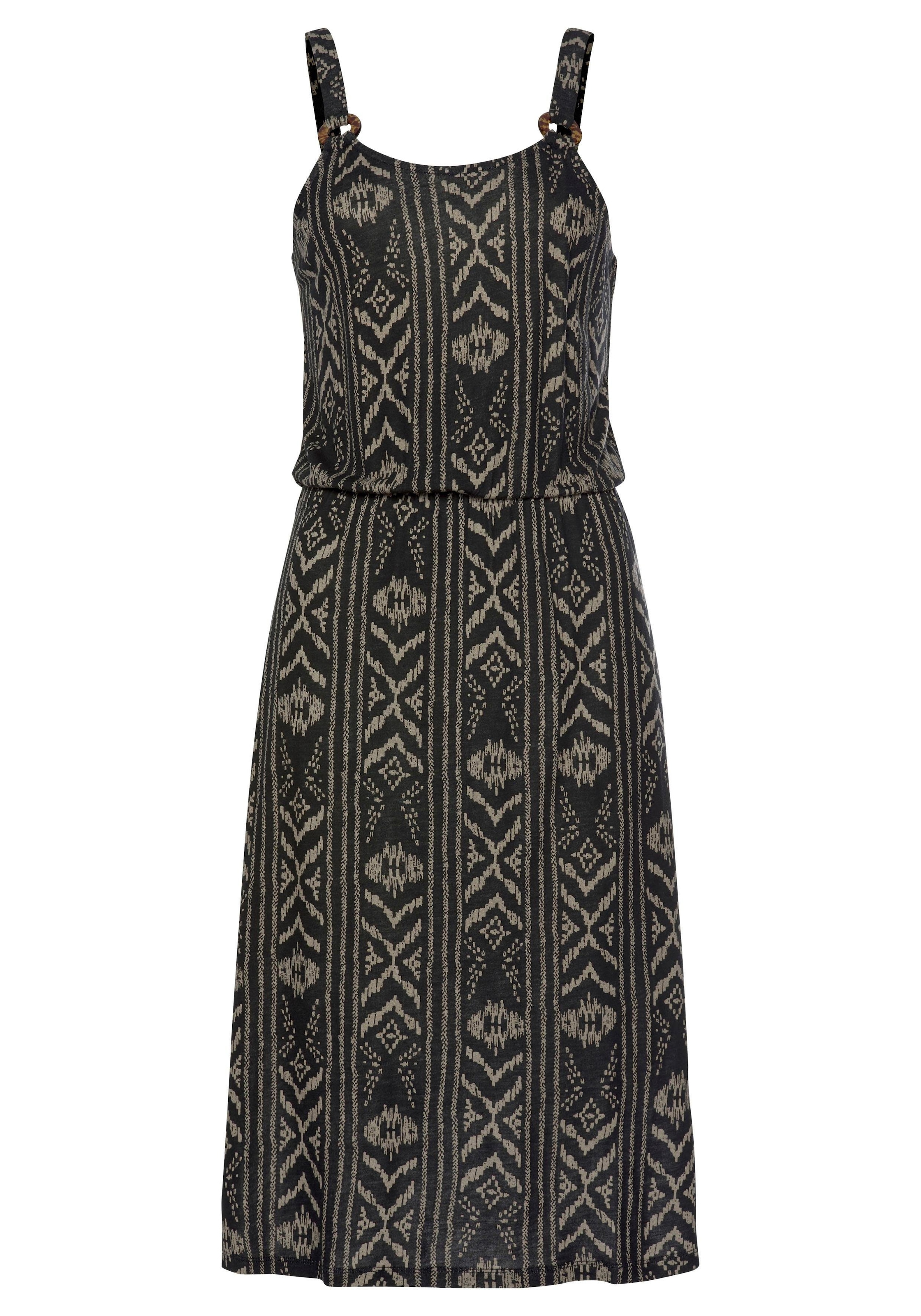LASCANA Jerseykleid, mit Ringdetail am Träger, Sommerkleid im Alloverdruck, Strandkleid