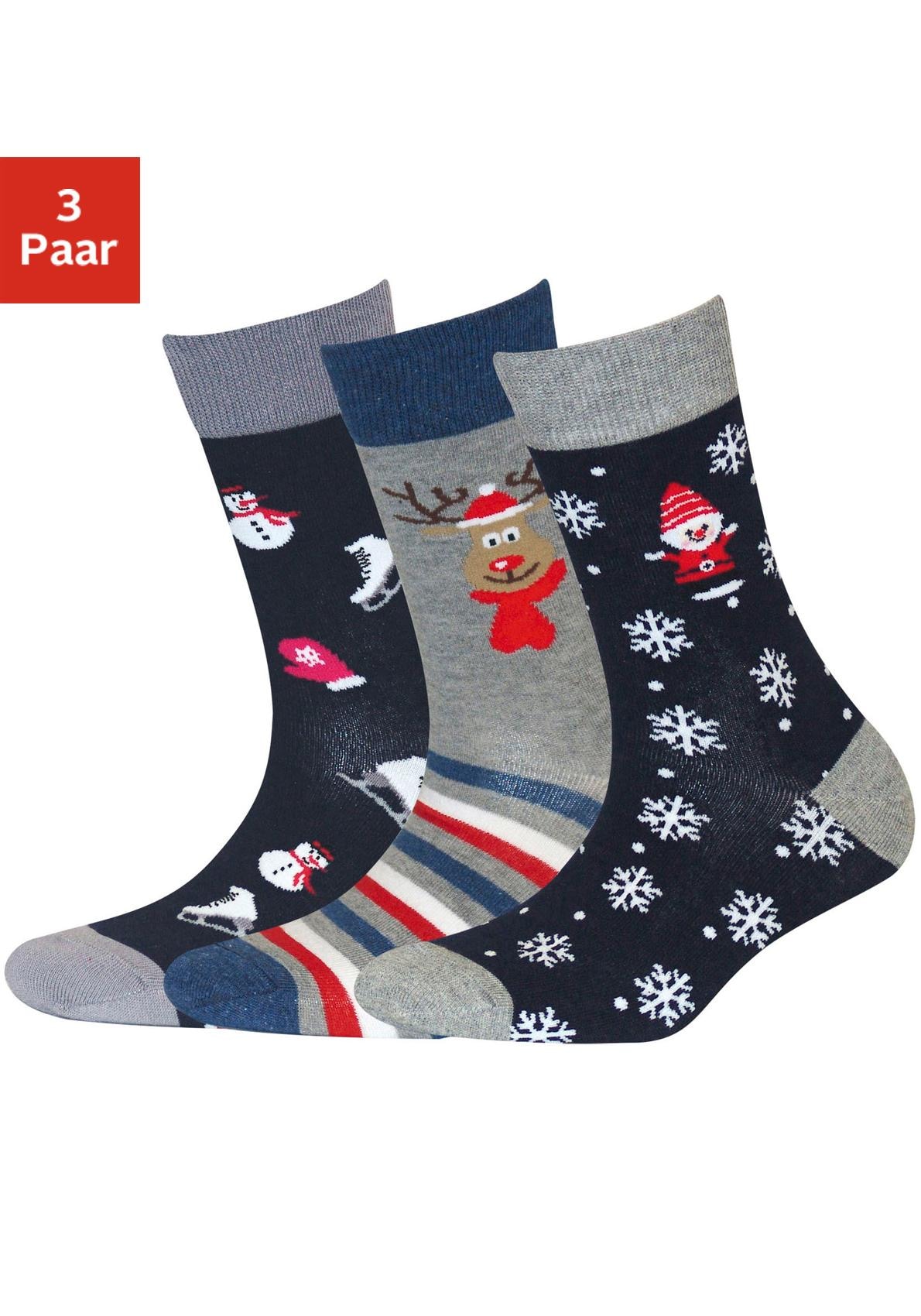 H.I.S Socken, (Packung, 3 Paar), mit Weihnachts-Design