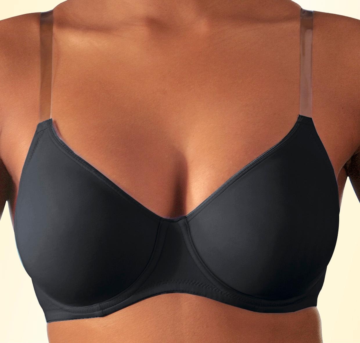 LASCANA LASCANA NUANCE - T-SHIRT-BH MIT BÜGEL, OHNE SCHALE UND MIT  TRANSPARENTEN TRÄGERN - Underwired bra - schwarz/black - Zalando.de