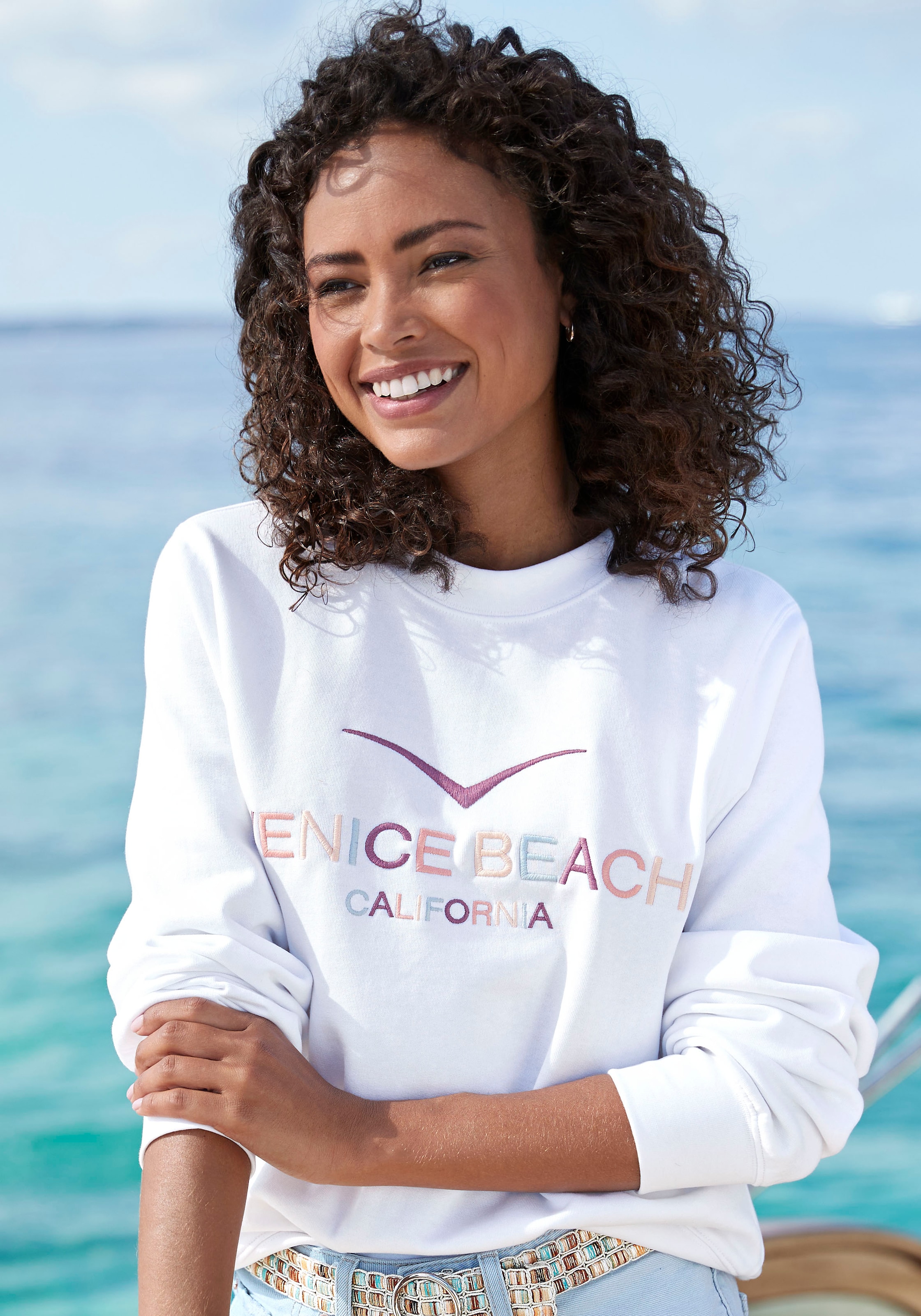 Venice Beach Sweatshirt, mit großer Logostickerei
