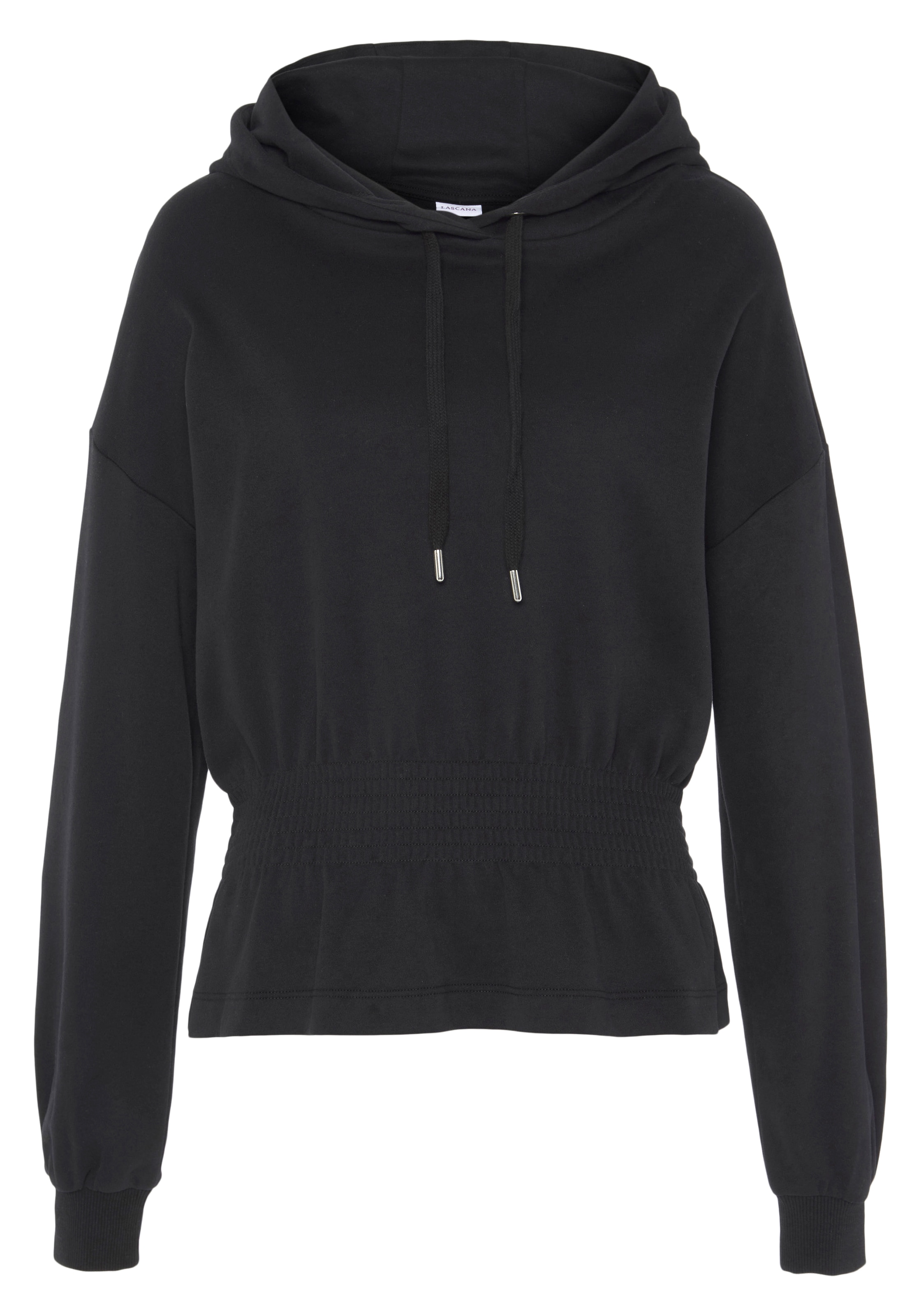 LASCANA Hoodie »-Kapuzensweatshirt«, mit elastischer Raffung in der Taille, Loungewear