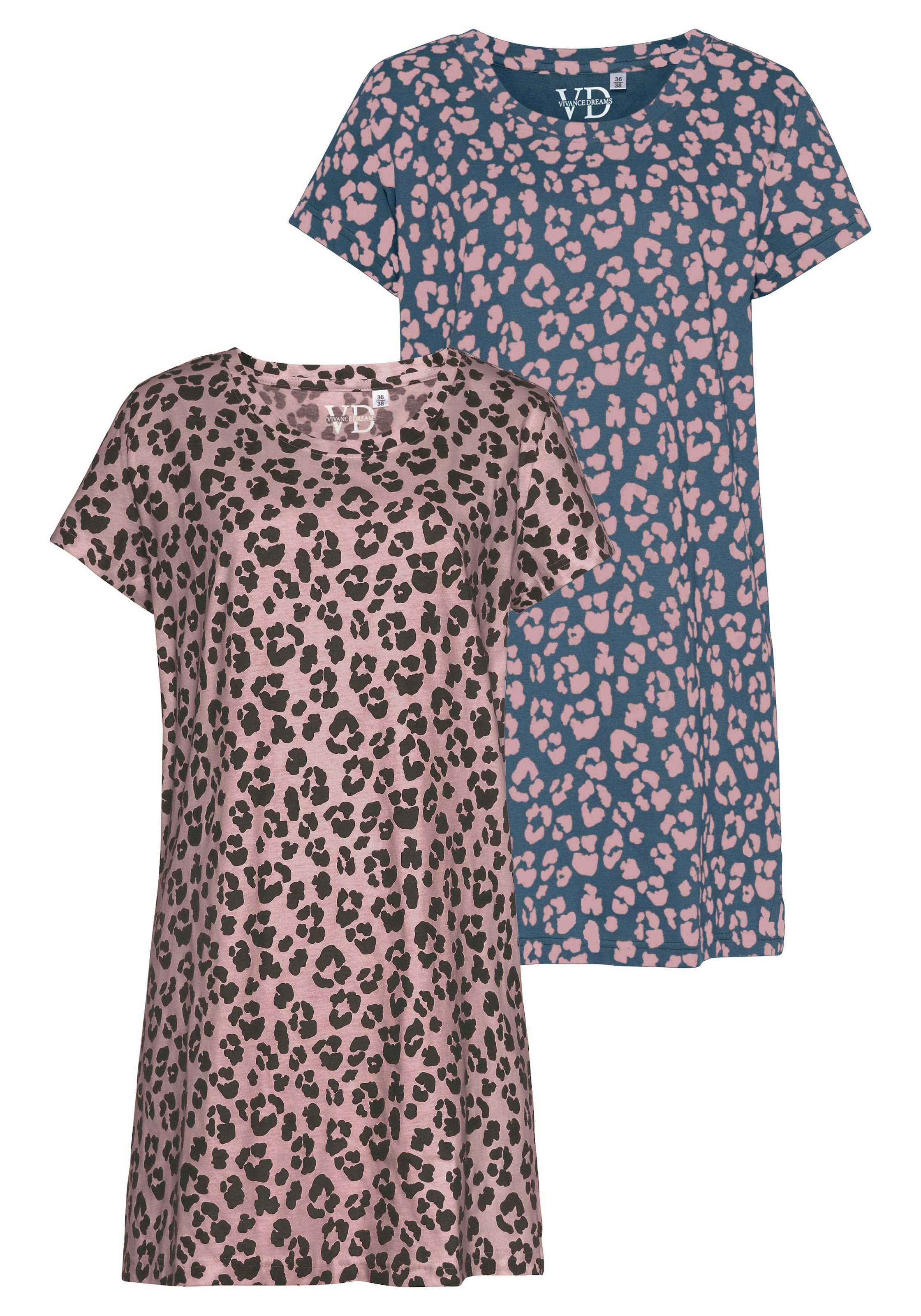 Vivance Dreams Sleepshirt, (2er-Pack), mit Leo-Muster