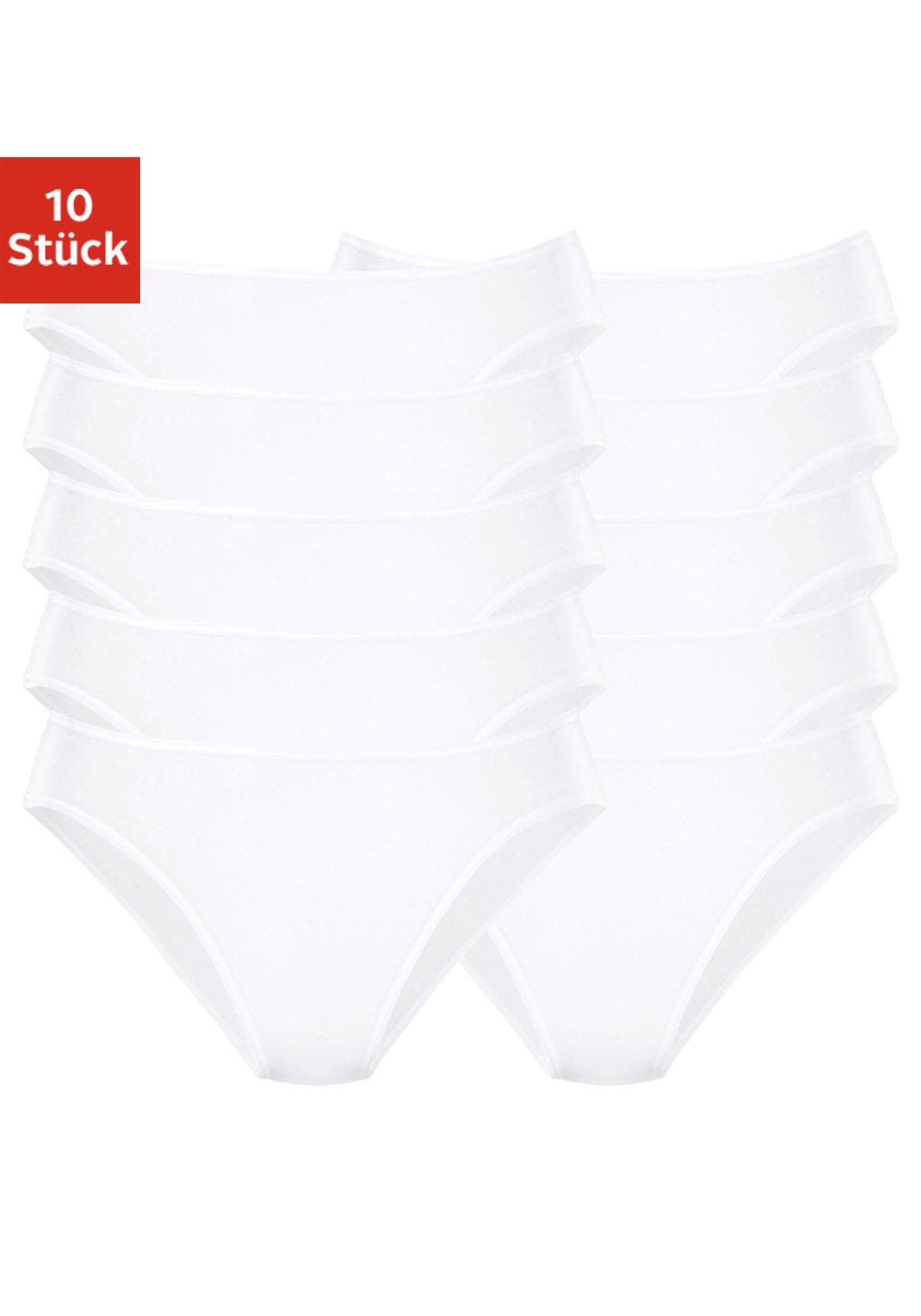 petite fleur Bikinislip, (Packung, 10 St., 10er-Pack), aus elastischer Baumwolle