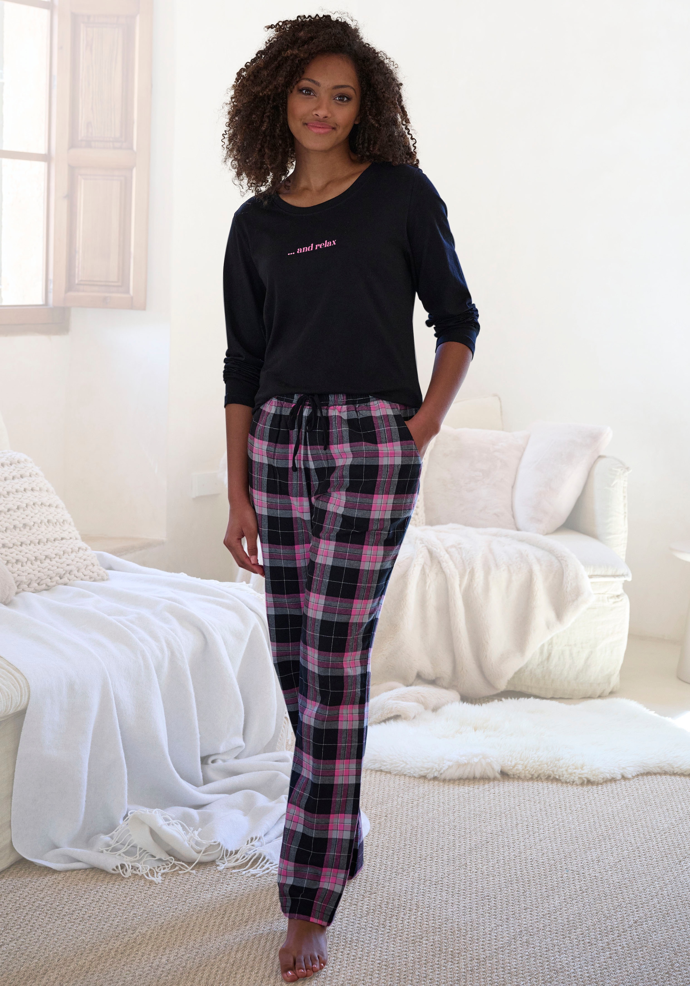Bademode, Lingerie Flanell Dreams » Pyjama, online kaufen Unterwäsche kuschelig aus LASCANA weichem | tlg.), Vivance & (2