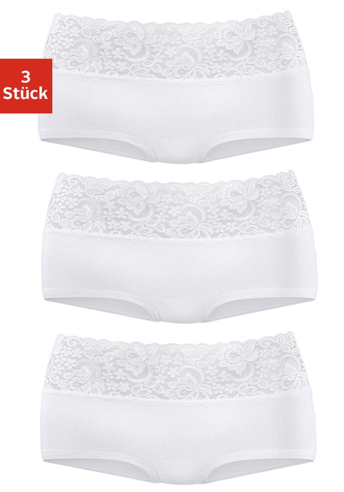 » mit 3 Panty, & Baumwolle LASCANA (Packung, Lingerie St.), aus Spitze kaufen floraler Vivance Bademode, elastischer Unterwäsche | online