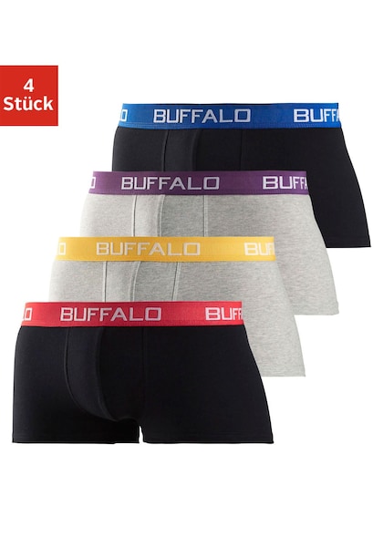 Buffalo Boxershorts, (Packung, 4 St.), in Hipster-Form mit Kontrastbund