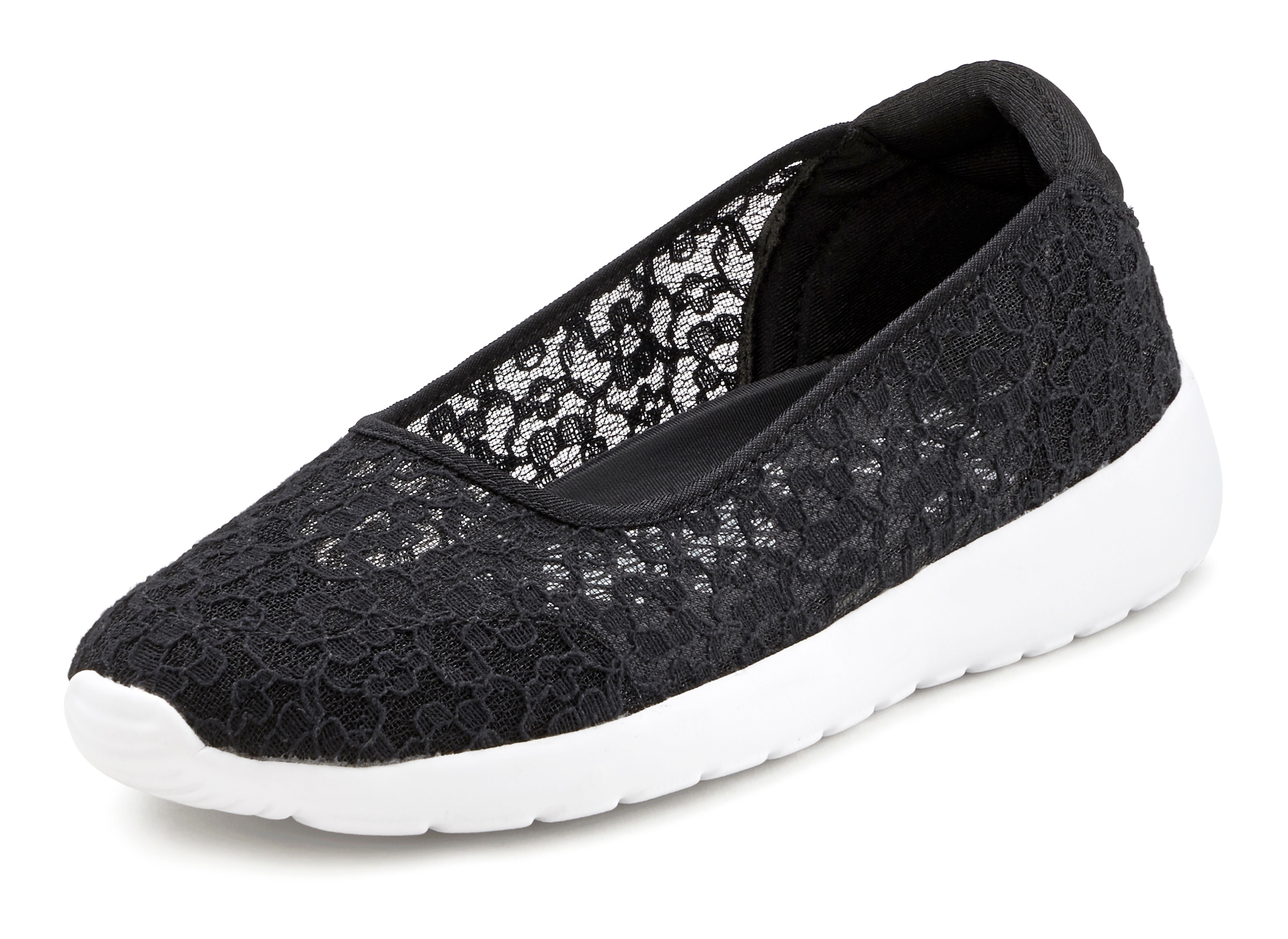 LASCANA Ballerina, Sneaker ultraleicht mit modischem Spitzeneinsatz VEGAN