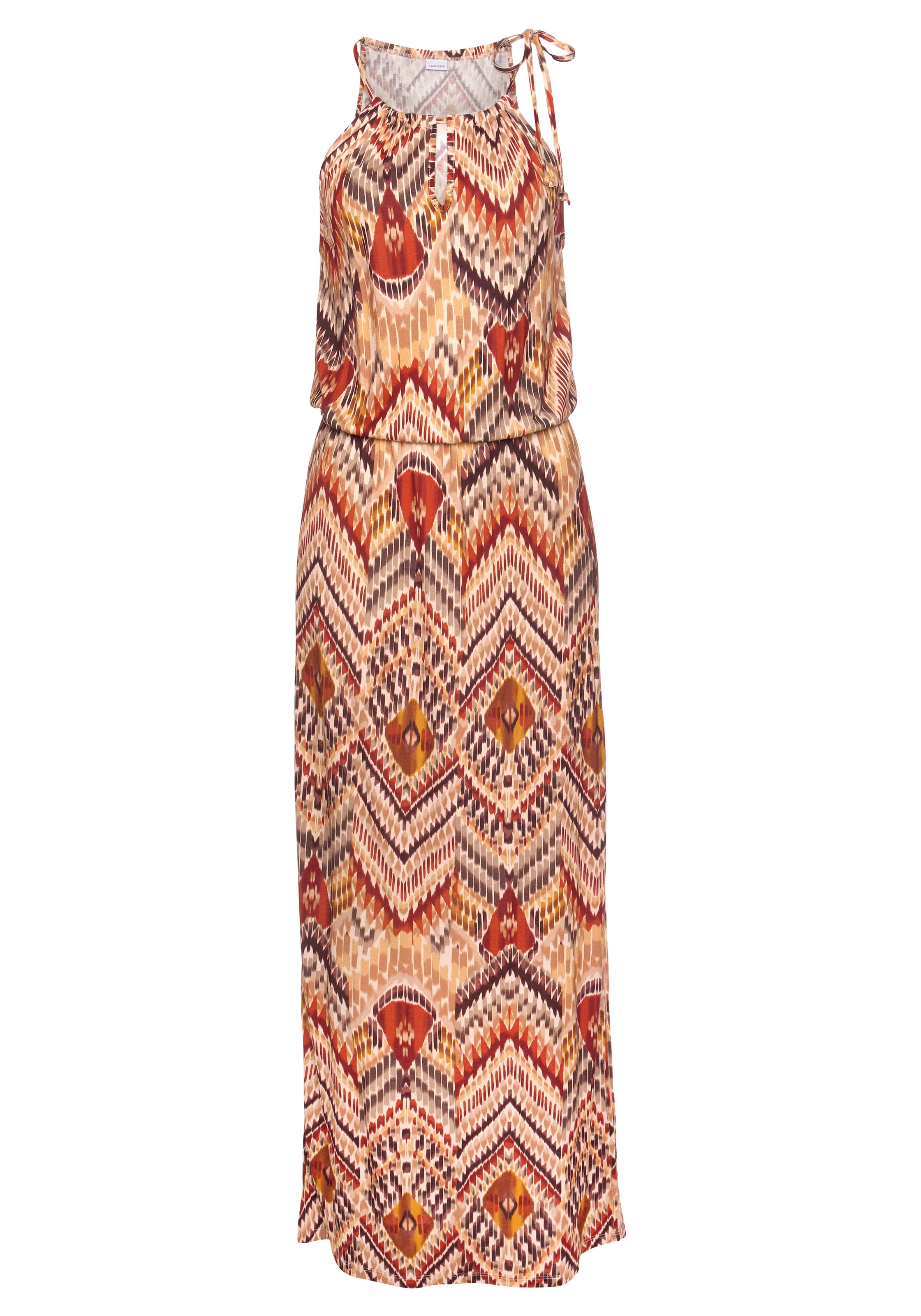 LASCANA Maxikleid, mit modischem Ausschnitt im Ethnoprint, Sommerkleid, Strandkleid