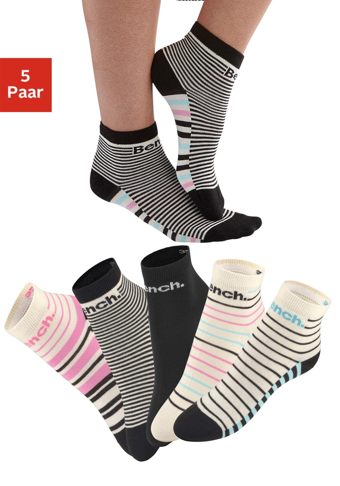 Bench. Kurzsocken, (Set, 5 Paar), im Streifendesign