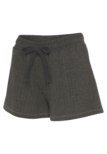 LASCANA Shorts »-Loungeshorts meliert«, in weicher Ripp-Qualität mit Bindeband