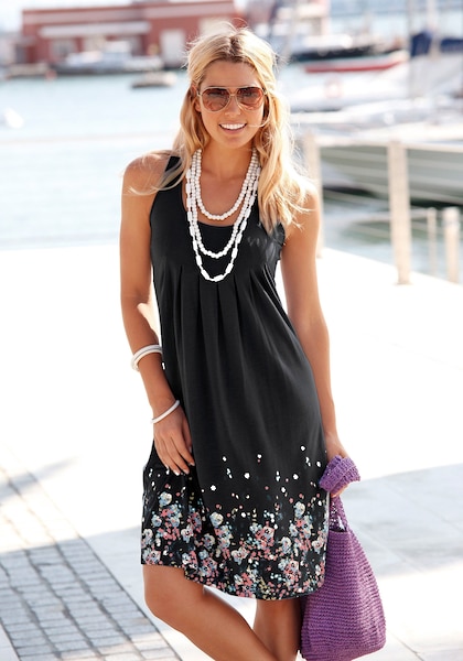 Beachtime Strandkleid, mit Blumenprint, Minikleid, Sommerkleid, Strandkleid