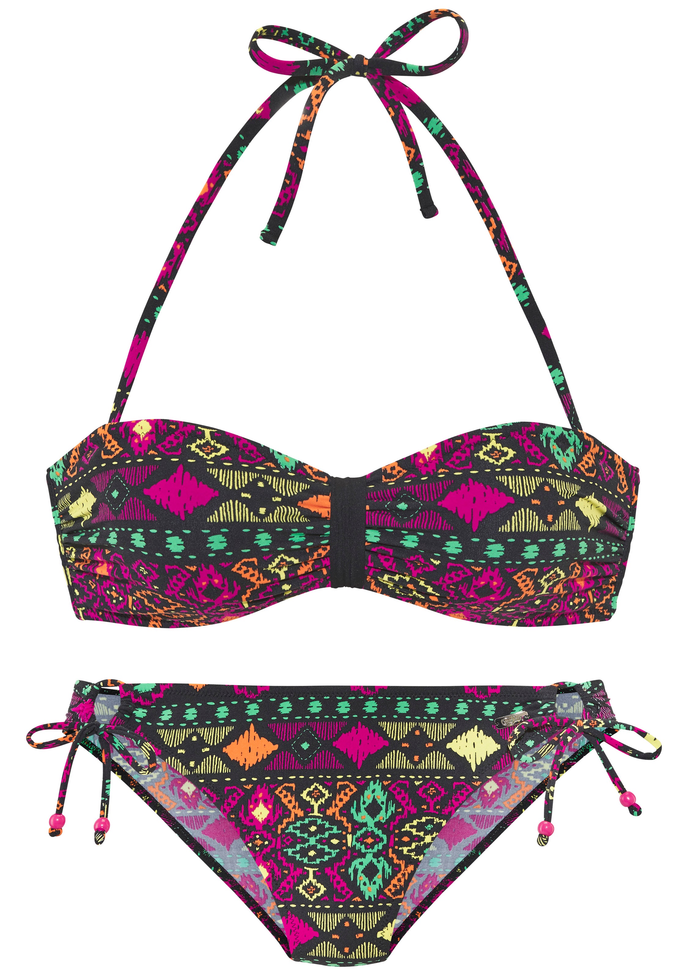 Buffalo Bandeau-Bikini, bunter Ethnodruck