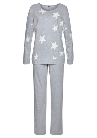 Arizona Pyjama, (2 tlg.), in melierter Optik mit Sternen