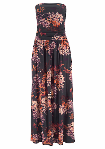 LASCANA Maxikleid, mit Floralprint und Taschen, sommerliches Bandeaukleid, Strandkleid