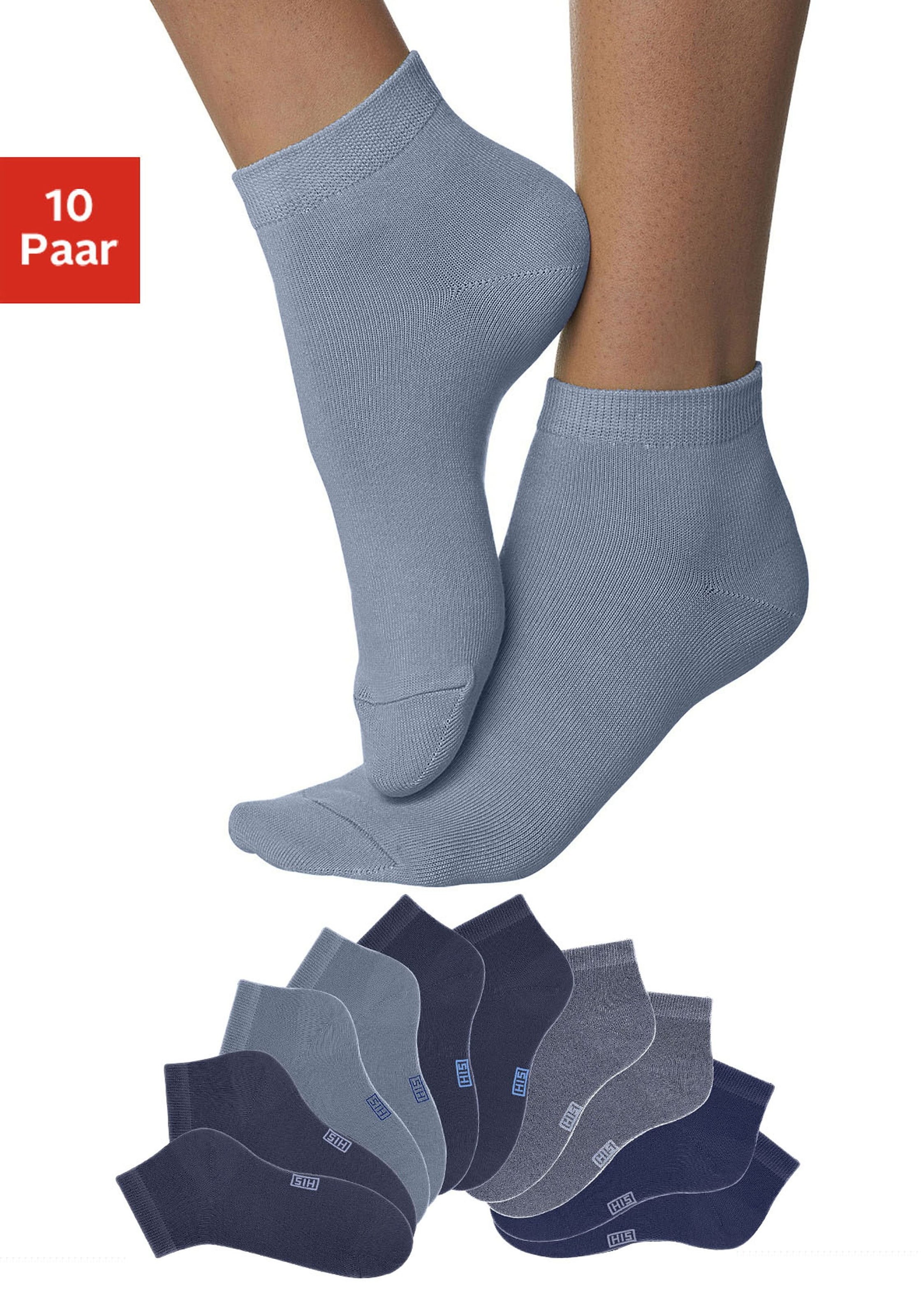 H.I.S Kurzsocken, (Set, 10 Paar), mit verstärkter Ferse und Spitze