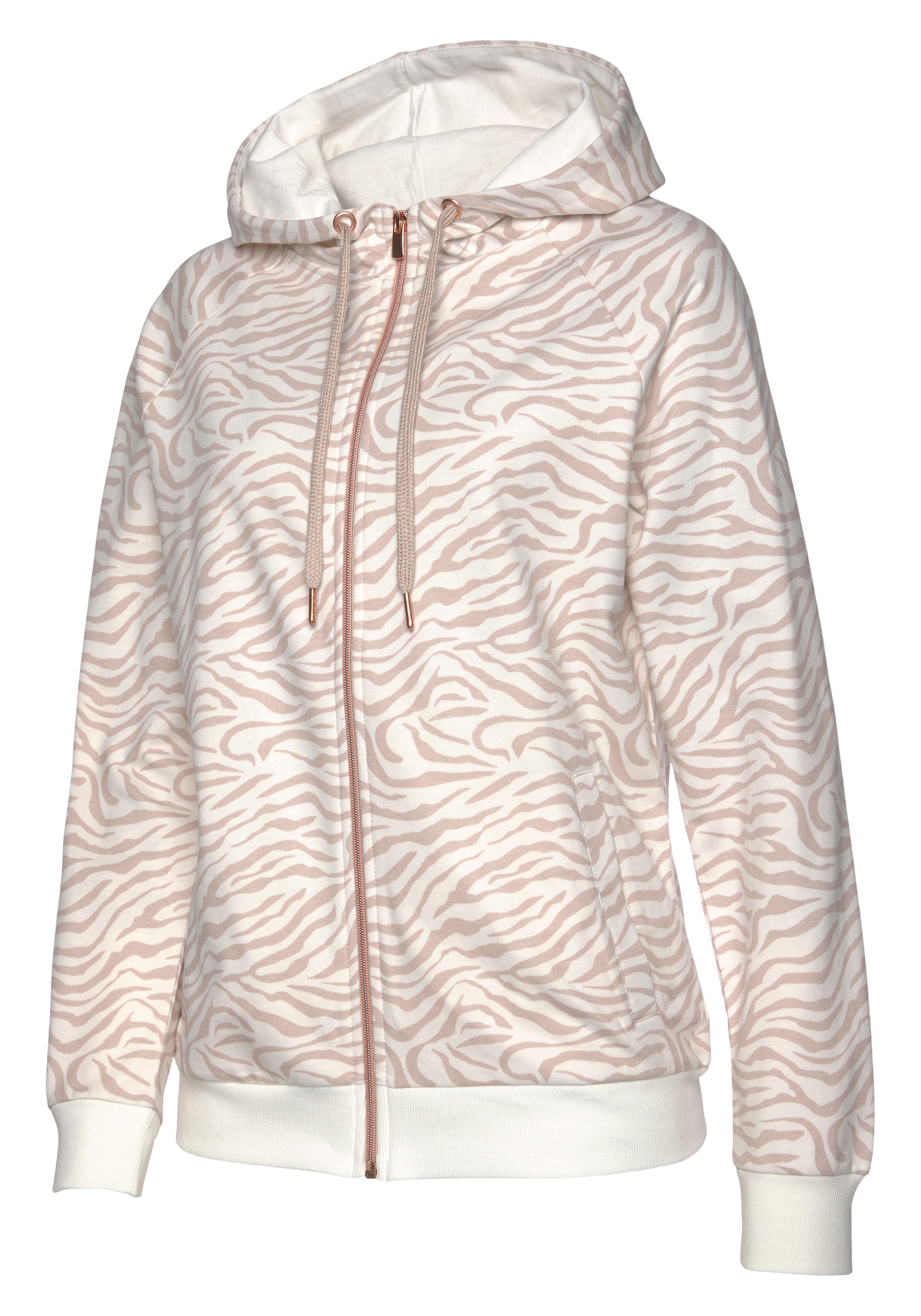LASCANA Kapuzensweatjacke »Sweatshirtjacke mit Details in Roségold«, und seitlichen  Taschen, Loungeanzug » LASCANA | Bademode, Unterwäsche & Lingerie online  kaufen