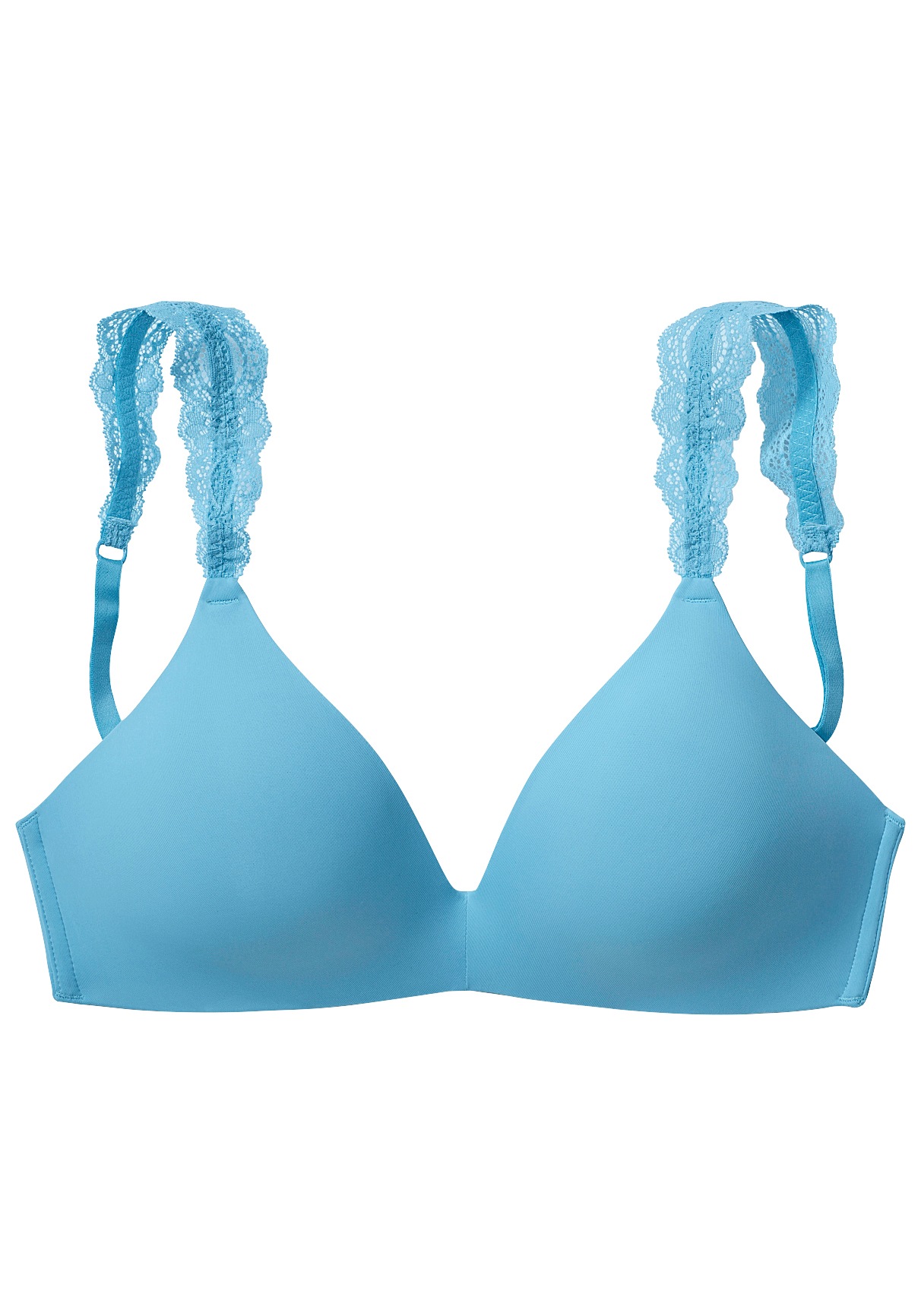 LASCANA Push-up-BH, ohne Bügel mit wunderschönen Spitzenträgern, Basic Dessous
