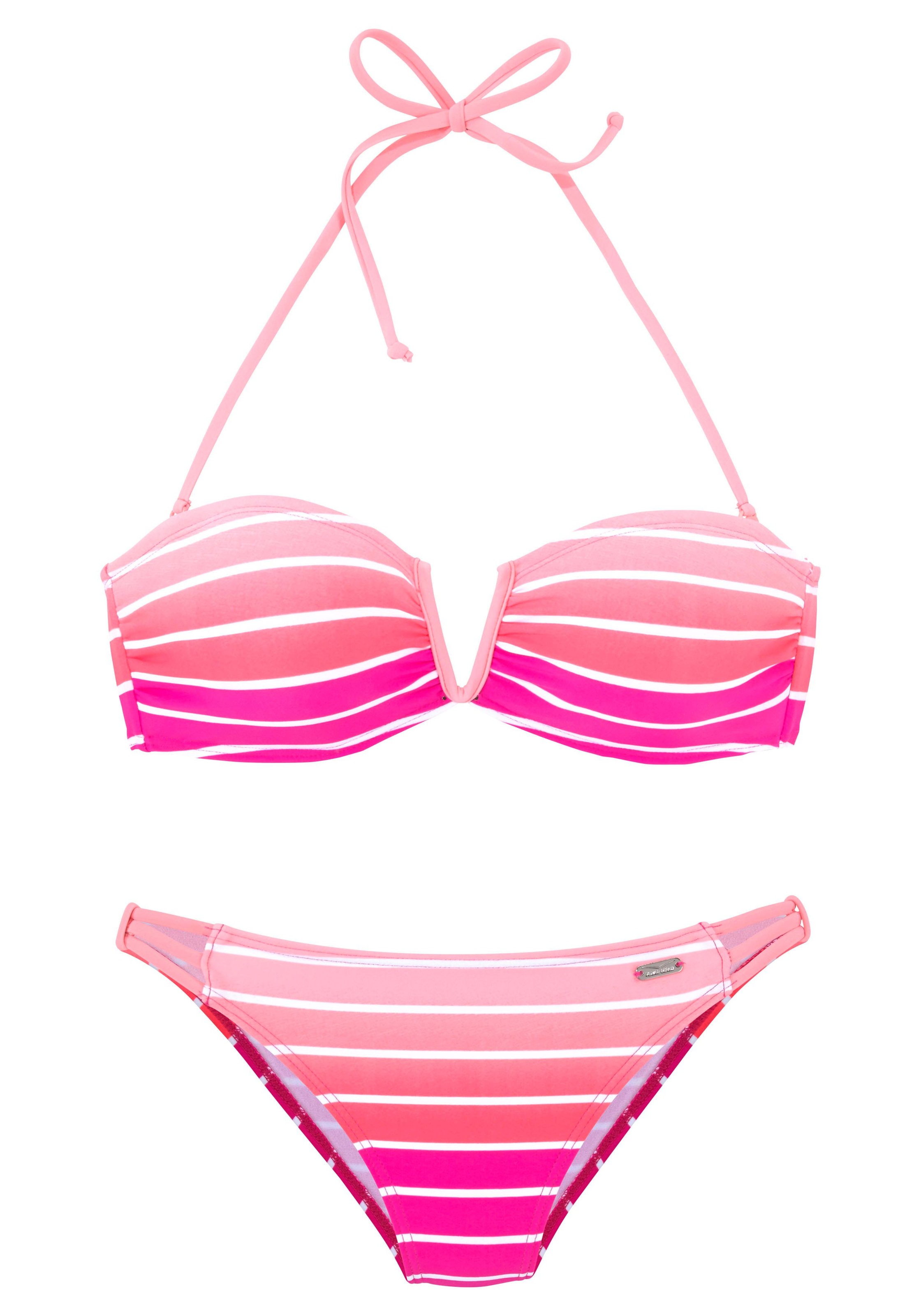 Venice Beach Bandeau-Bikini, mit herausnehmbaren Cups, abnehmbare Träger, mit seitlichen Stäbchen