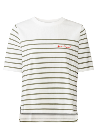 LASCANA T-Shirt, mit Streifen, Kurzarmshirt aus Baumwolle, schlanke Optik, Basic