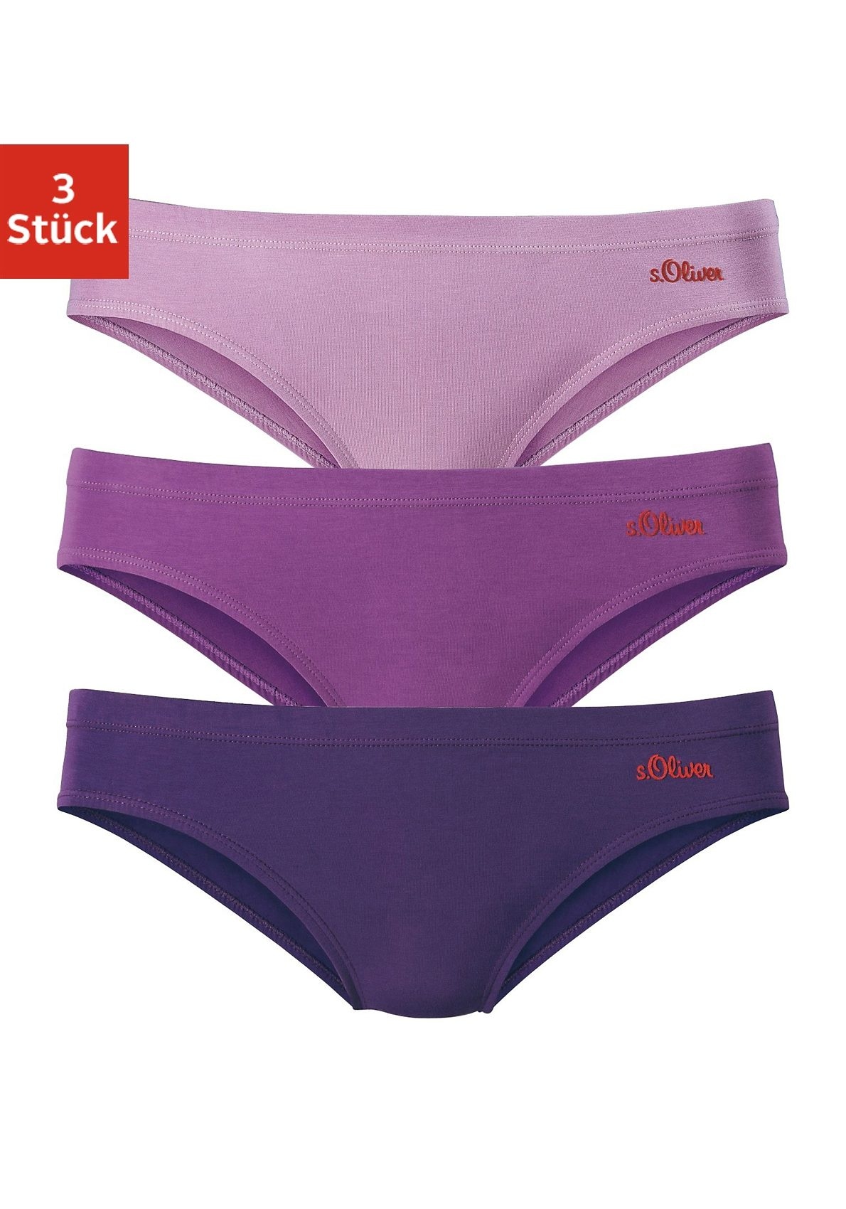 Lingerie (Packung, St.), 3 LASCANA Bikinislip, | » online kaufen elastischer Unterwäsche & aus Baumwoll-Qualität Bademode, s.Oliver