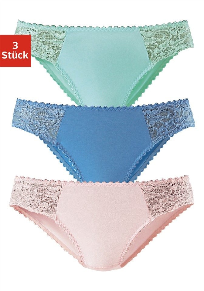 Slips, Lingerie Baumwoll-Qualität petite & Jazz-Pants online Bademode, fleur LASCANA 3 St.), | (Packung, aus Unterwäsche » elastischer kaufen