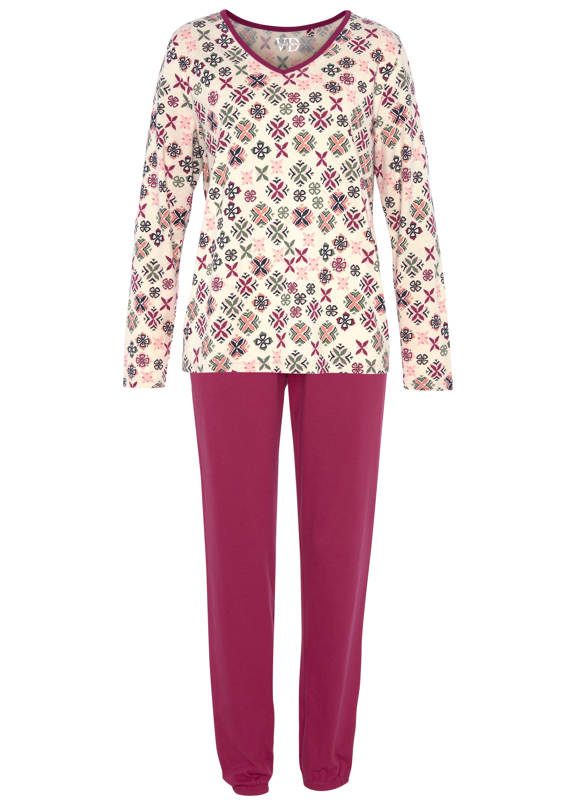 Vivance Dreams Pyjama, (Packung, 2 | LASCANA grafisch-floralem » online & Alloverdruck tlg.), mit Unterwäsche Lingerie Bademode, kaufen