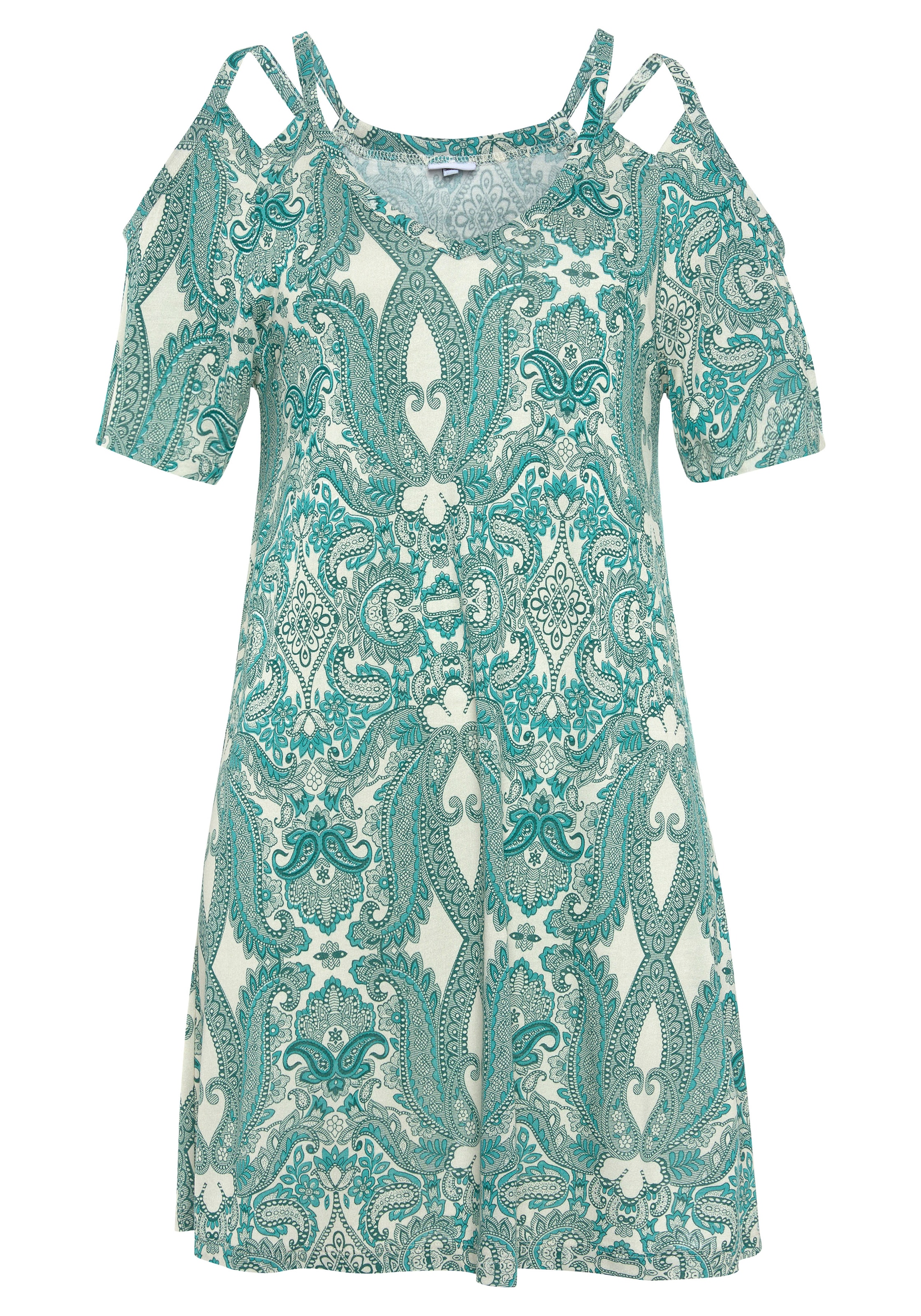 LASCANA Longshirt, mit Trägerdetails, Strandkleid im Alloverdruck, luftiges Sommerkleid