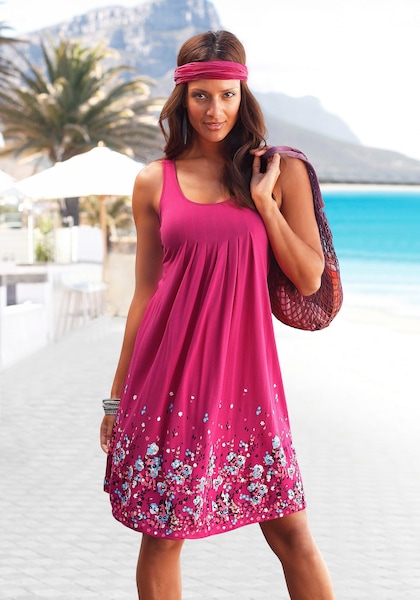 Beachtime Strandkleid, mit Blumenprint, Minikleid, Sommerkleid, Strandkleid