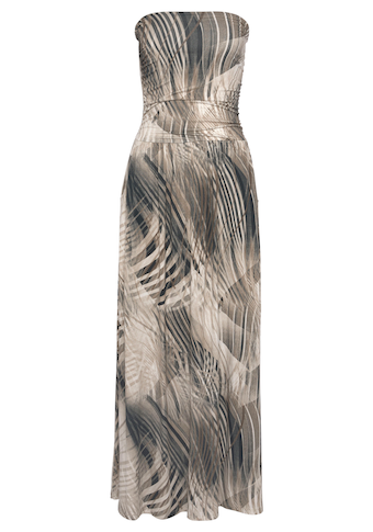 LASCANA Maxikleid, mit Alloverdruck und Taschen, Bandeau-Kleid, Sommerkleid, schulterfrei