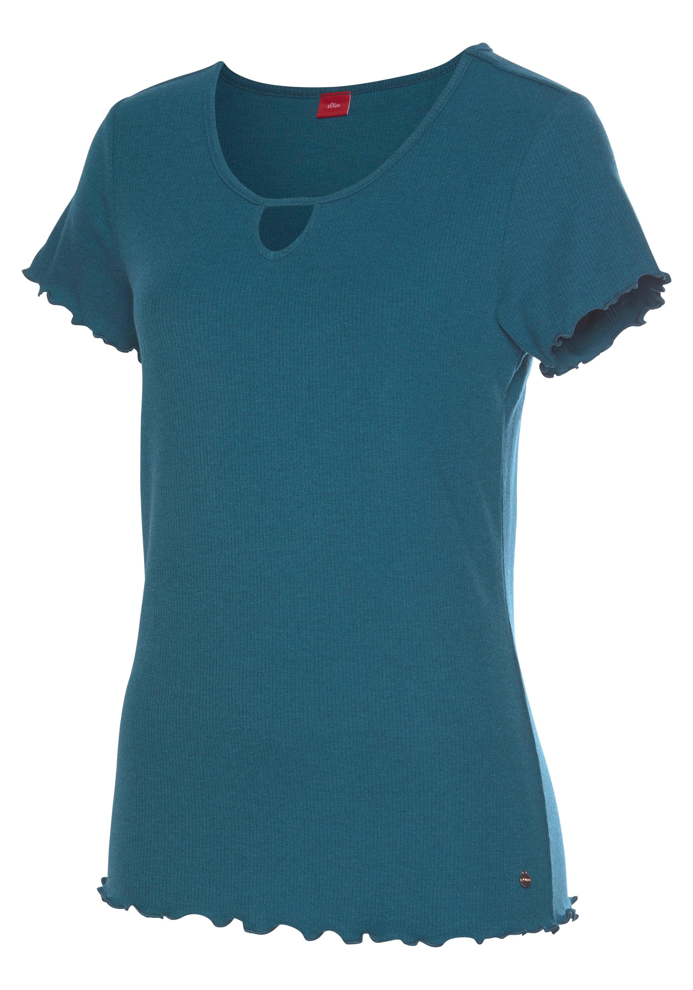 Stoff LASCANA & | online kaufen » aus s.Oliver T-Shirt, Bademode, Kräuselsäumen Unterwäsche Lingerie geripptem mit