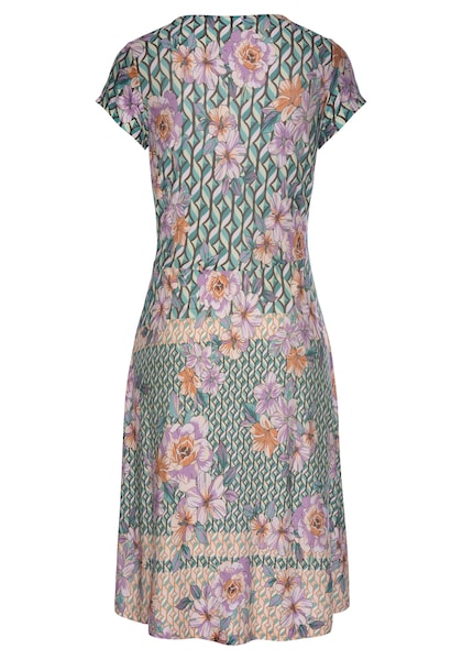 LASCANA Sommerkleid, mit V-Ausschnitt im Alloverprint, luftiges Strandkleid, Jerseykleid