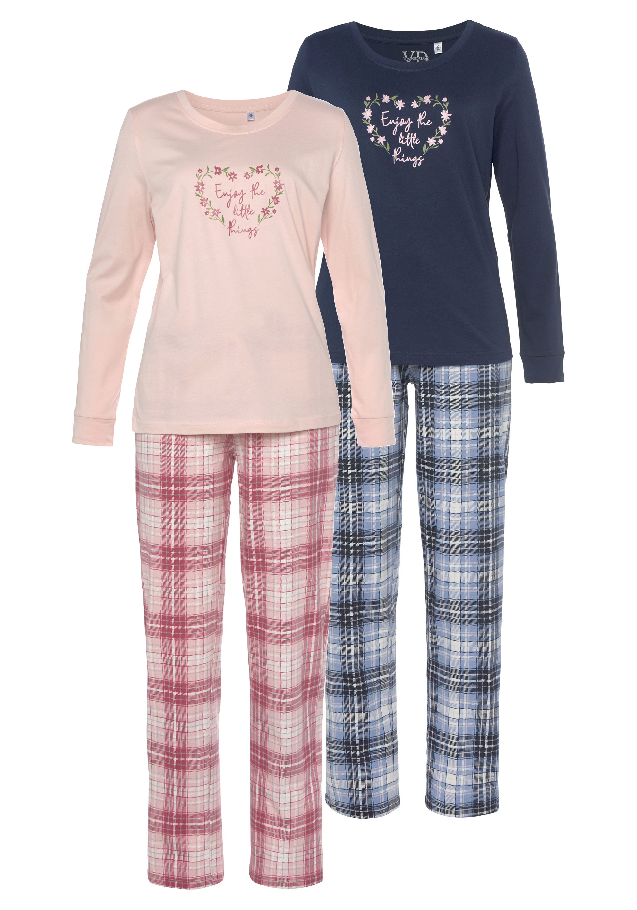 Vivance Dreams Pyjama, (Packung, 4 tlg., 2 Stück), mit Karo- und  Blumendruck im Doppelpack » LASCANA | Bademode, Unterwäsche & Lingerie  online kaufen
