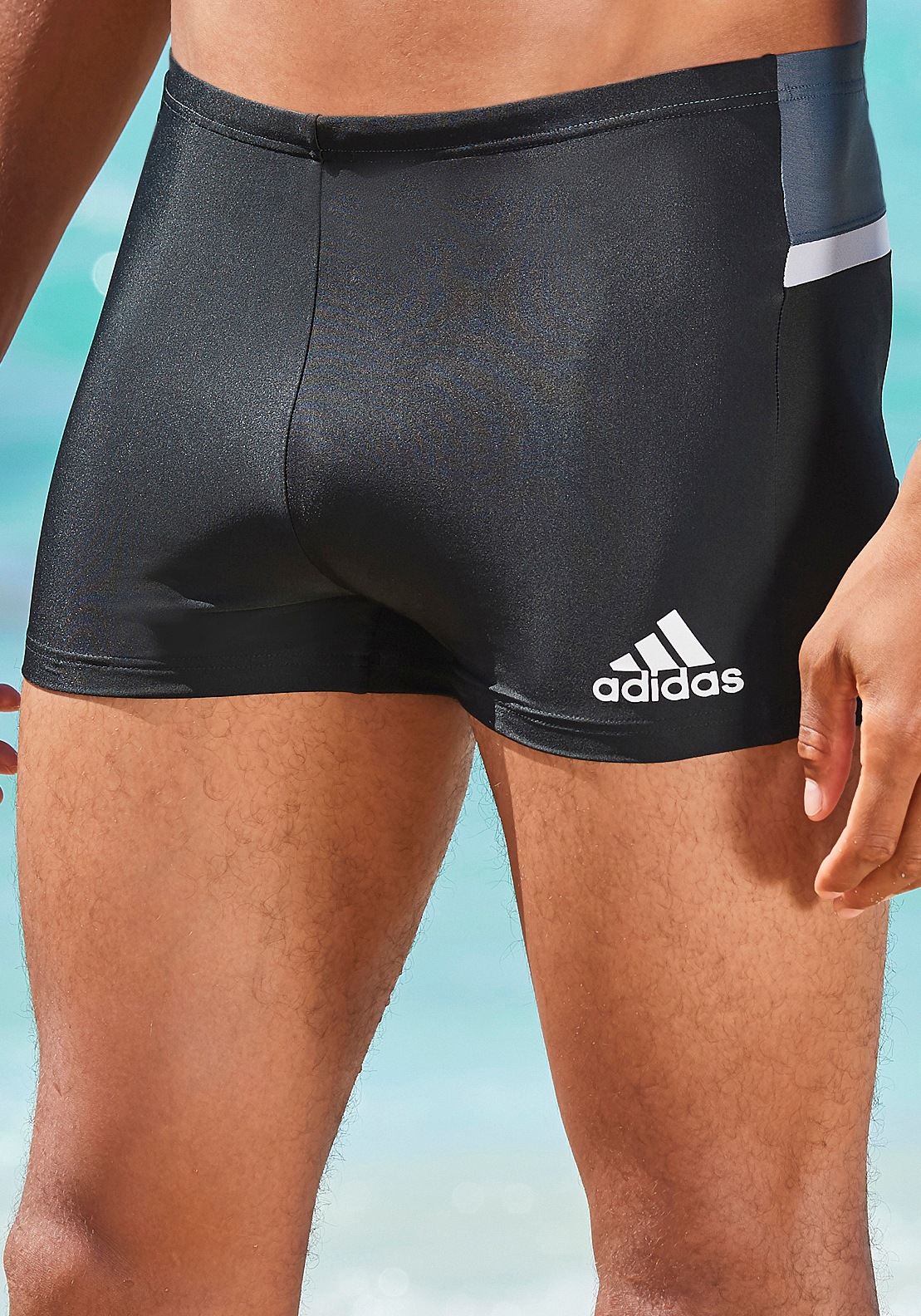 adidas Performance Boxer-Badehose, Mit kontrastfarbenem ...