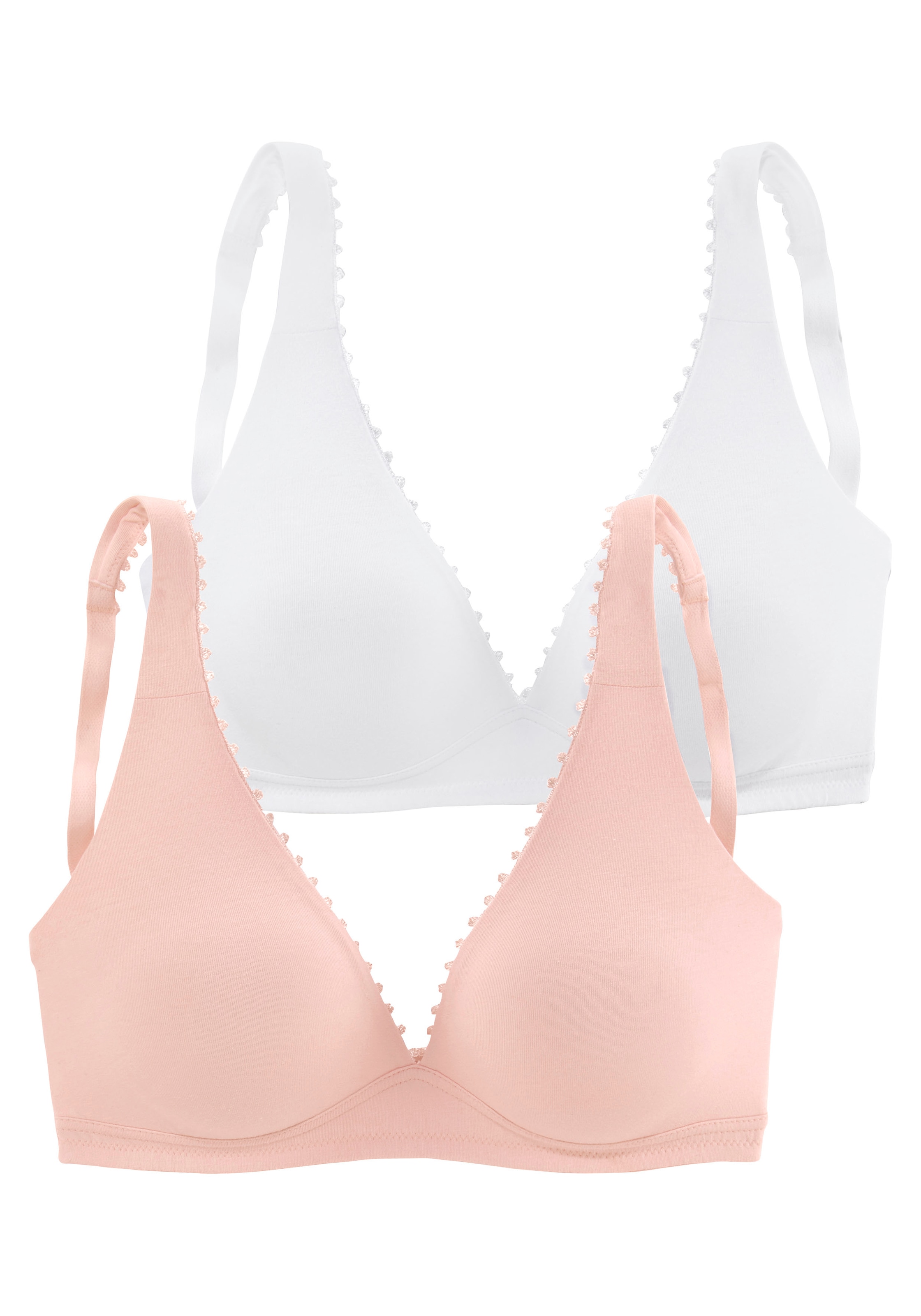 petite fleur Bralette-BH, ohne Bügel in High-Apex-Schnittform mit Zierborte, Basic Dessous